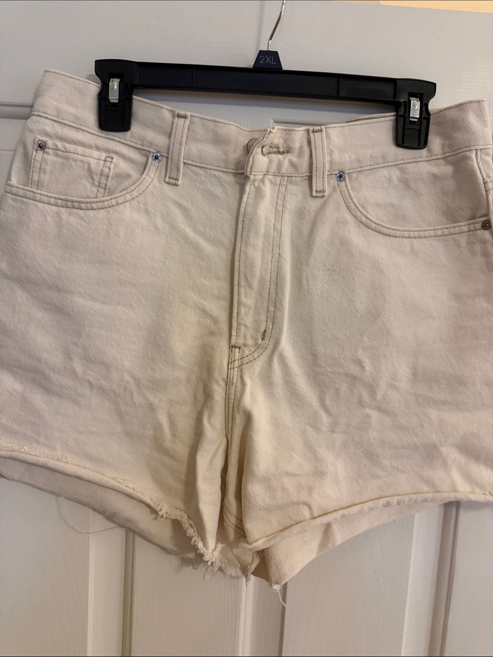 BDG Cream High-Rise Denim Shorts